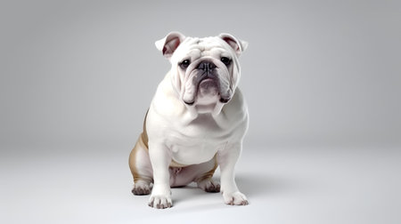 Photo of a Bulldog on white backgroundの素材