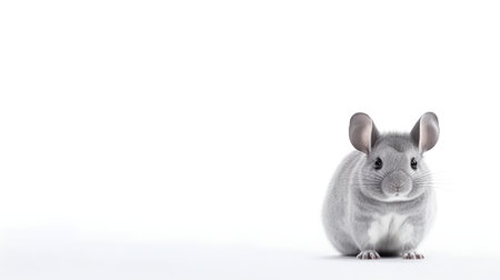 Photo of a chinchilla on white backgroundの素材