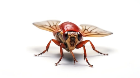 Photo of a cicada on white backgroundの素材