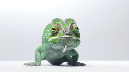 Photo of a chameleon on white backgroundの素材