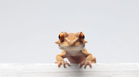Photo of a crested gecko on white backgroundの素材