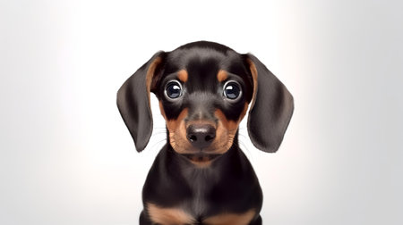 Photo of a dachshund on white backgroundの素材