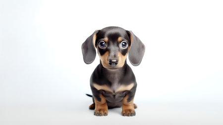 Photo of a dachshund on white backgroundの素材