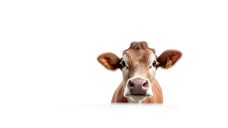 Photo of a cow on white backgroundの素材