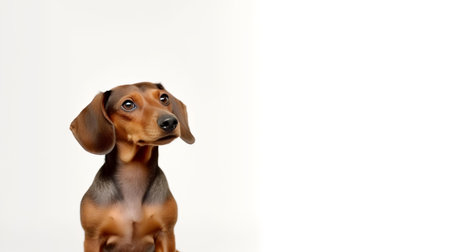 Photo of a dachshund on white backgroundの素材