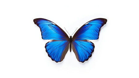 Photo of a Blue Morpho Butterfly on white backgroundの素材