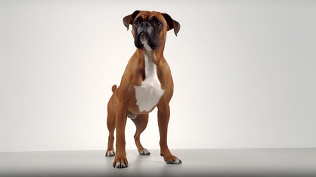 Photo of a Boxer dog on white backgroundの素材