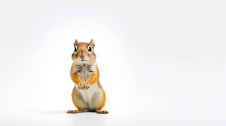 Photo of a chipmunk on white backgroundの素材