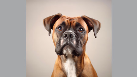 Photo of a Boxer dog on white backgroundの素材