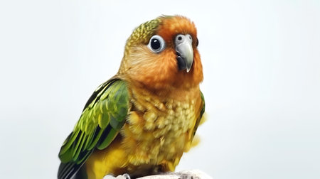 Photo of a conure bird on white backgroundの素材
