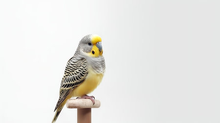 Photo of a Budgie bird on white backgroundの素材