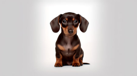 Photo of a dachshund on white backgroundの素材
