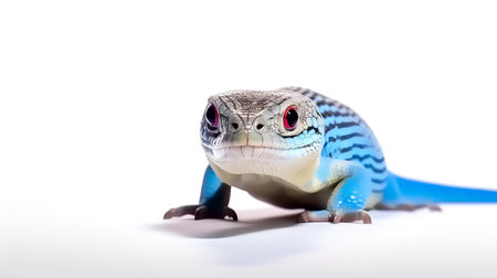 Photo of a Blue Tongue Skink on white backgroundの素材