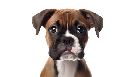 Photo of a Boxer dog on white backgroundの素材