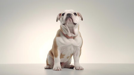 Photo of a Bulldog on white backgroundの素材
