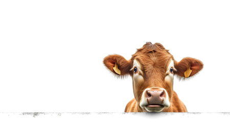 Photo of a cow on white backgroundの素材