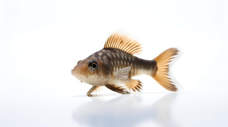 Photo of a corydoras catfish on white backgroundの素材
