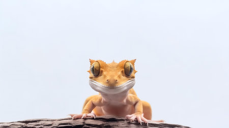 Photo of a crested gecko on white backgroundの素材
