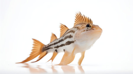 Photo of a corydoras catfish on white backgroundの素材