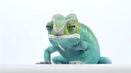 Photo of a chameleon on white backgroundの素材