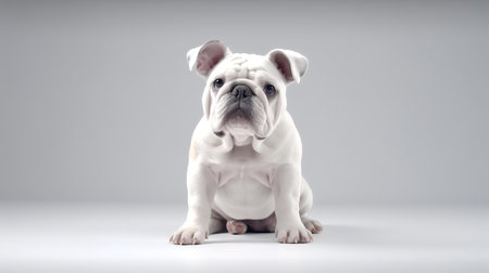 Photo of a Bulldog on white backgroundの素材