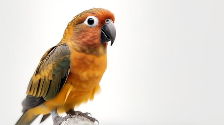 Photo of a conure bird on white backgroundの素材