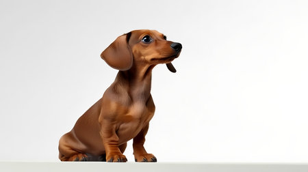Photo of a dachshund on white backgroundの素材