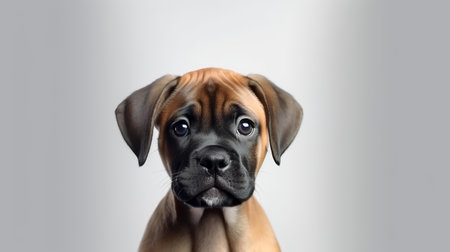 Photo of a Boxer dog on white backgroundの素材