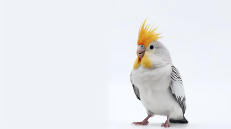 Photo of a cockatiel bird on white backgroundの素材