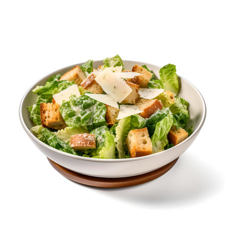 Caesar Salad on plate isolated on white backgroundの素材
