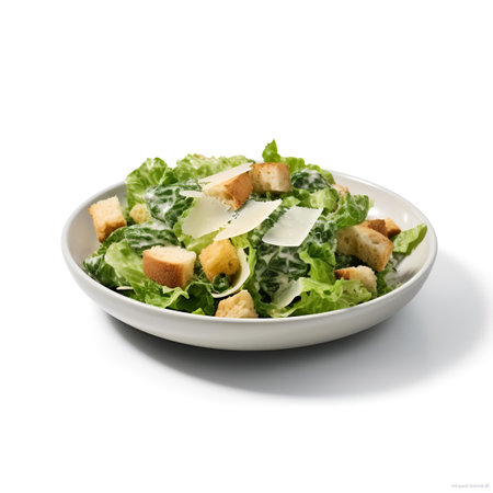 Caesar Salad on plate isolated on white backgroundの素材