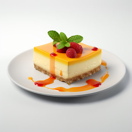 Cheesecake on plate isolated on white backgroundの素材