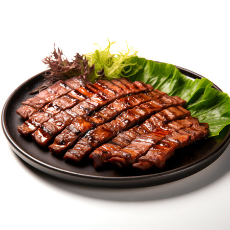 Galbi on plate  isolated on white backgroundの素材