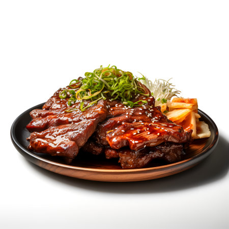 Galbi on plate  isolated on white backgroundの素材