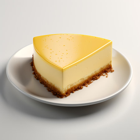 Cheesecake on plate isolated on white backgroundの素材