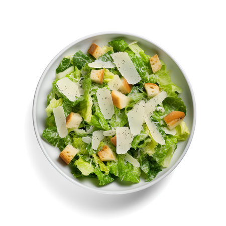 Caesar Salad on plate isolated on white backgroundの素材