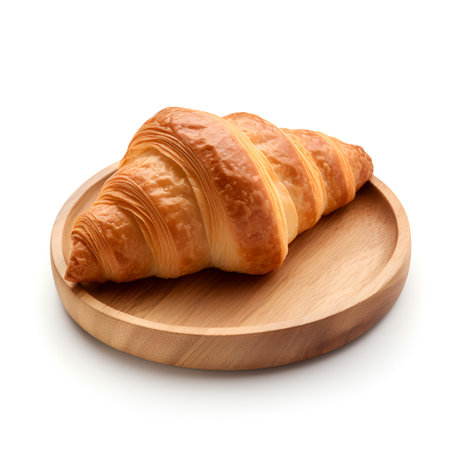 Croissant on plate isolated on white backgroundの素材