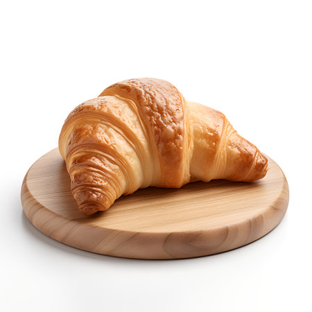 Croissant on plate isolated on white backgroundの素材