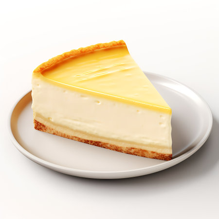 Cheesecake on plate isolated on white backgroundの素材