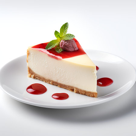 Cheesecake on plate isolated on white backgroundの素材