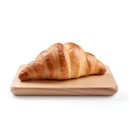 Croissant on plate isolated on white backgroundの素材