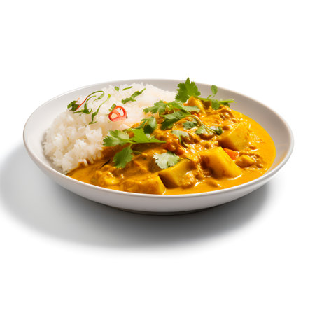 Curry on plate isolated on white backgroundの素材