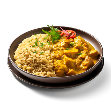 Curry on plate isolated on white backgroundの素材