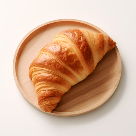 Croissant on plate isolated on white backgroundの素材