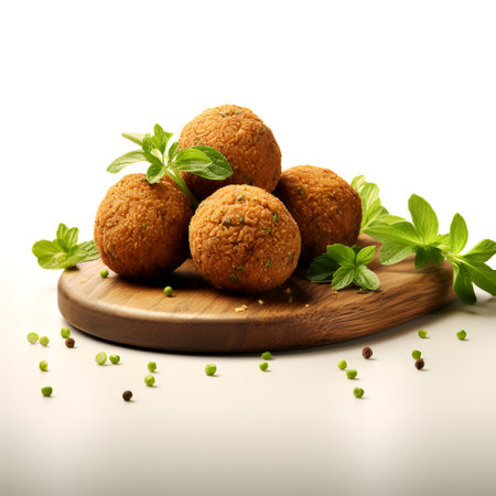 Falafel on wooden isolated on white backgroundの素材