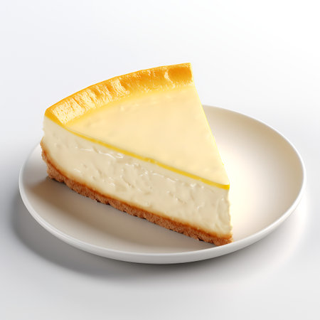 Cheesecake on plate isolated on white backgroundの素材