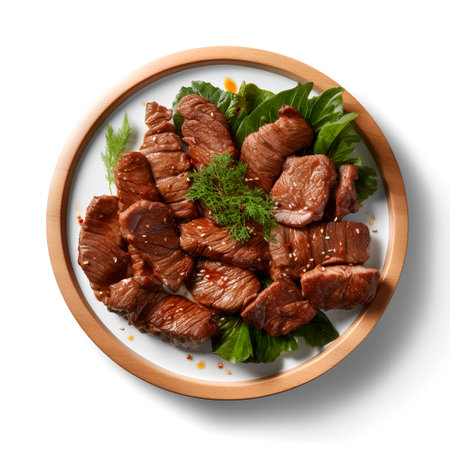 Galbi on plate  isolated on white backgroundの素材