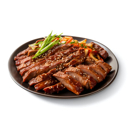 Galbi on plate  isolated on white backgroundの素材