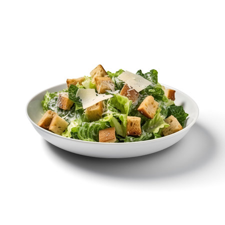 Caesar Salad on plate isolated on white backgroundの素材