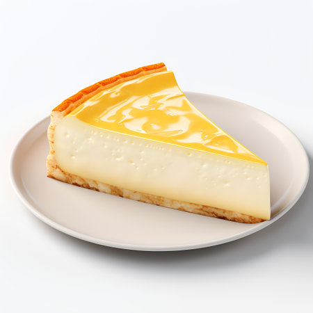 Cheesecake on plate isolated on white backgroundの素材
